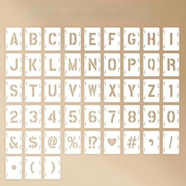 Imagem de 48 peças de estênceis de pintura de letras, estênceis de alfabeto reutilizáveis de 2,5 cm para pintura em madeira, rochas, tela, tecido, cerâmica, projetos de arte de desenho faça você mesmo