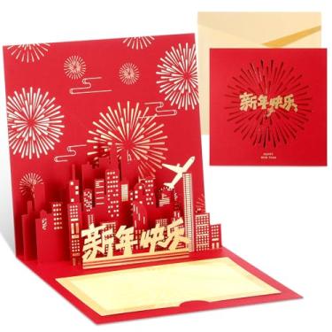 Imagem de Resurhang 1 pç Cartão de Feliz Ano Novo Chinês Pop Up Ano do Cavalo 2026 Auspicioso 3D Vermelho e Dourado Presentes Festival da Primavera Fu Cartões Lunares com Envelope Artigos de Lembranças de Festa