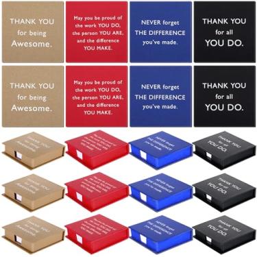 Imagem de Feifeiya 12 peças de presente de agradecimento de funcionários dos namorados em massa notas adesivas em branco dentro da caixa de presente de agradecimento pequeno bloco de notas caixa de