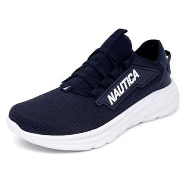Imagem de Nautica Tênis de corrida masculino esportivo moderno com cadarço macio para academia tênis masculino – acolchoado, respirável, leve e confortável, Azul marino, 7.5