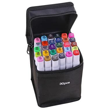 Imagem de Caneta Marcador de Ponta Dupla para Esboçar Escrever Pintar Sublinhar Desenho Artístico - Marcadores Artísticos com Tampa Bolsa Armazenamento Zíper Du