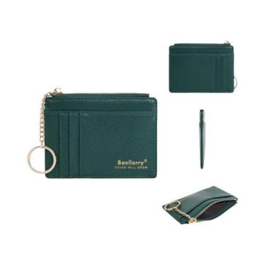 Imagem de Carteira Slim Feminina Multi Cartões Com Chaveiro Estilo Ins, Bolsa De