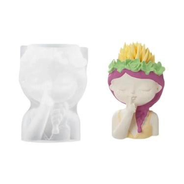 Imagem de Molde De Silicone Em Forma De Cabeça De Menina Para Vaso De Concreto D