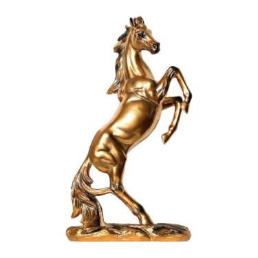 Imagem de BLWOTMOR Estatueta Decorativa de Cavalo em Resina, Escultura de Animal, Ornamento Moderno, para Mesa/escrivaninha/armário, Presente Original, Ideal para Sala D, Ouro, Tamanho real