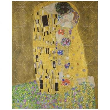 Imagem de Kit de pintura romântica por números para adultos – Pintura DIY The Kiss em tela, conjunto de tinta acrílica, adequado para iniciantes, arte para decoração de sala de estar ou presentes (20 x 30 cm