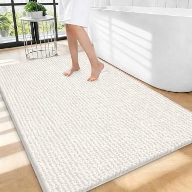 Imagem de OLANLY Tapetes de banheiro espessos 102 x 81 cm, tapetes de banho de chenille absorventes extramacios, suporte de borracha, lavar a seco na máquina, tapetes de banho para piso de banheiro, banheira e