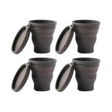 Imagem de Copo De Água De Silicone Colapsável De 180ML Com Tampa Portátil Para C