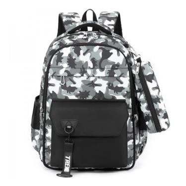 Imagem de MOCHILA ESCOLAR CAMUFLADA + ESTOJO-Unissex