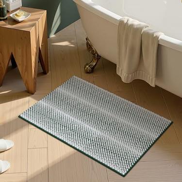 Imagem de ComiComi Tapete de banho verde sálvia pelúcia pompom super absorvente tapete de banheiro antiderrapante lavável à máquina tapete de banho para piso de banheiro secagem rápida 40,6 cm x 61 cm