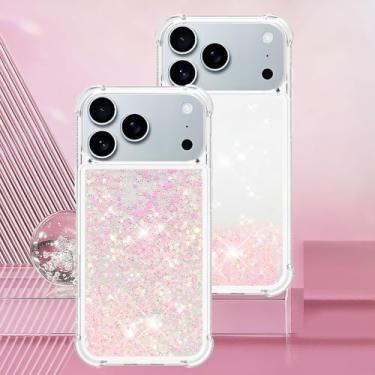 Imagem de Capa transparente com glitter e areia movediça líquida para iPhone 17 Air 16 PM 15 14 Plus 13 12 11 Pro Max 16e, capa protetora antirreflexo, YB, LS, L10, para iPhone 13 Pro Max.
