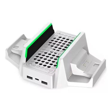 Imagem de Base Cooler para Xbox Series S com Carregador para 2 Controles, 2 Baterias Recarregáveis 800mAh, Ventilação 3 Velocidades, Branco, TYX-0663