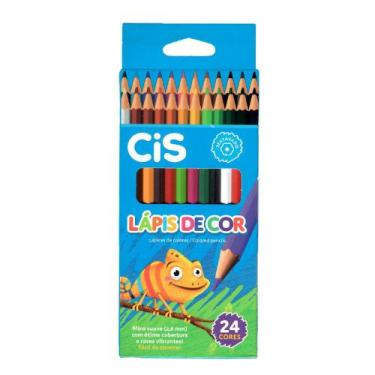 Imagem de Lápis de Cor Hexagonal 24 Cores Sortidas Mina Macia 2,6mm Material Esc