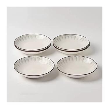 Imagem de Pratos de jantar, prato de cerâmica, prato doméstico, branco, circular, cozinha, restaurante, prato simples, prato profundo, prato de sopa, prato vintage, conjunto de 4/6 pratos de cozinha (B, pequeno