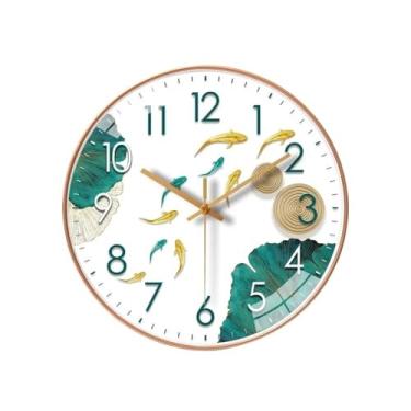 Imagem de KHUTRW3D Relógios de parede de cozinha de 20 cm para pendurar na cama, quarto, sala de estar, mecanismo silencioso, relógio de parede operado por bateria, decoração de relógios