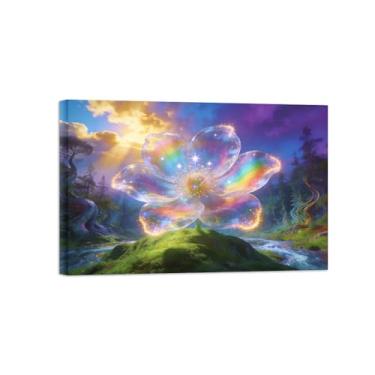 Imagem de Impressão em tela de arte de parede de surrealismo - flores coloridas - pintura de decoração de paisagem - imagens para sala de estar pronta para pendurar tela emoldurada 30x45cm12x18in