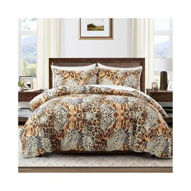 Imagem de Conjunto de capa de edredom com estampa de tigre, conjunto de cama para todas as estações com capa de edredom reversível e fronhas (casal (203 x 229 cm))