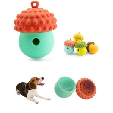 Imagem de Brinquedo de alimentação lenta para cães, formato de pinha, silicone de grau alimentício, dispensador interativo de petiscos para alívio da ansiedade e ranger de dentes (vermelho azul)