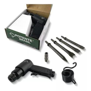 Imagem de Martelete Profissional Pneumático Rebarbador 150mm Com Kit De Ponteira