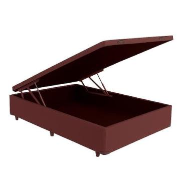 Imagem de Cama Box Casal Baú Suede Marrom 138x188x35 - Fábrica de tudo