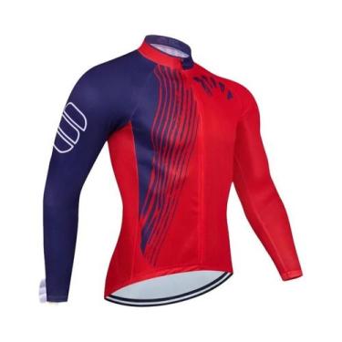 Imagem de Camisa De Ciclismo Térmica Masculina De Inverno Com Forro De Lã, Manga