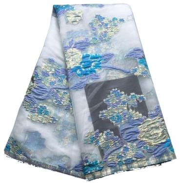 Imagem de ZhenGuiRu Tecido de renda africana 5 metros, tecido de renda jacquard bordado nigeriano para costura de festa de casamento