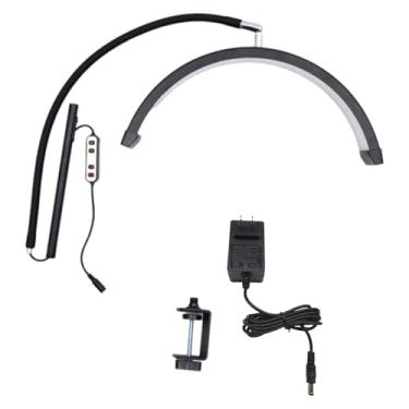 Imagem de GLOGLOW Lâmpada HD-P3 Lâmpada LED Half Moon Beauty de 16 Polegadas, Ajustável de 20-37 Polegadas, Temperatura de Cor 3000K-6500K, de Liga de Alumínio de 20W para Extensões de Cílios, Arte Em Unhas,