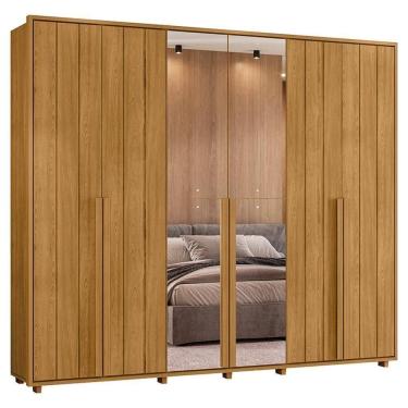Imagem de Guarda Roupa Casal Volpi 6 Portas Com Espelhos Mdf 278 Cm Cumaru Madetec Cumaru