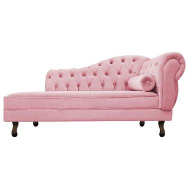 Imagem de Diva Recamier Diana 140cm Lado Esquerdo Suede Rosa Bebê