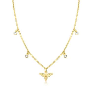 Imagem de Colar Abelha Pequena Com Pontos De Luz Revestido Em Ouro