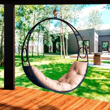 Imagem de Cadeira De Balanço Suspenso Lua Nova Corda Náutica Azul/areia