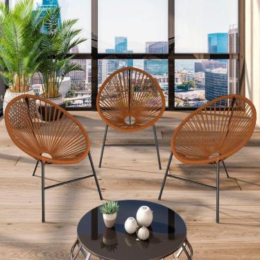 Imagem de Conjunto 3 Cadeiras Para Area Externa Acapulco Aço Carbono Ocre