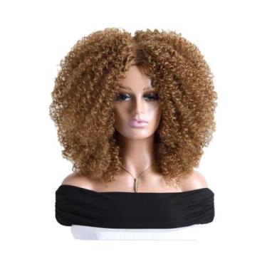 Imagem de Peruca Sintética Afro Kinky Cacheada De 16 Polegadas Com Franja, Macia