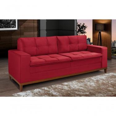 Imagem de Sofá Vini 2,00m 3 Lugares Império Estofados Veludo Vermelho 168