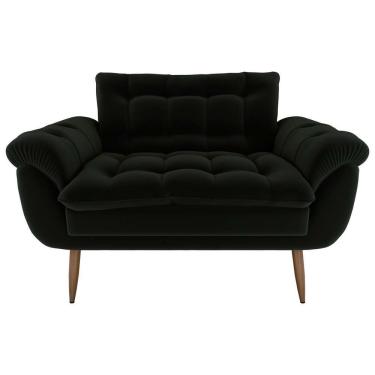Imagem de Sofá Namoradeira Pequeno Confortável 1,25 Larg Xangai Matrix Veludo Preto Veludo Preto