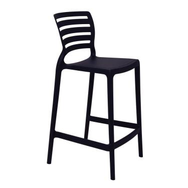Imagem de Banqueta Para Cozinha Alta Tramontina Sofia Preta Em Polipropileno Empilhável
