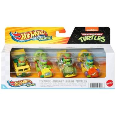 Imagem de Hot Wheels RacerVerse, Turtles Quatro Carrinhos de Corrida, em Escala 
