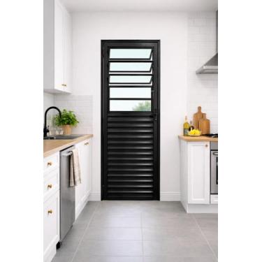 Imagem de Porta Basculante Alumínio Preto 210x80 Lado Direito Linha 25 - Brecori