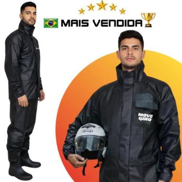 Imagem de Capa de Chuva Motoqueiro PVC Impermeável Masculina Conjunto Jaqueta e 
