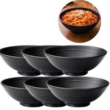 Imagem de 6 Tigelas Melamina Preta 1L Oriental Resistente - Chinatown