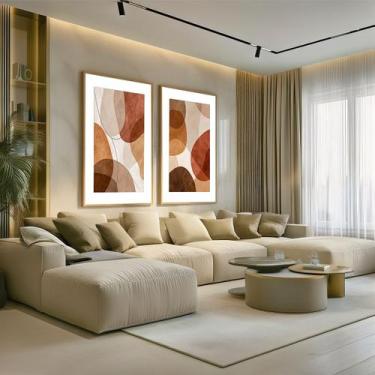 Imagem de Conjunto 2 Quadros Decorativos com Moldura Caixa Terrosos Elegante  pa