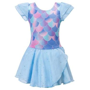 Imagem de Vestido De Dança Para Meninas Com Mangas Em Renda, Leotardo Com Saia, 