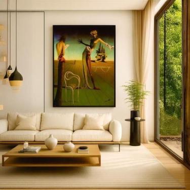 Imagem de Quadro Canvas Salvador Dalí Mulher 70X50Cm Mold Branca - Quadros On-Li