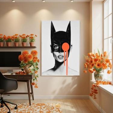 Imagem de Quadro Decor Lágrima Neon Laranja 70X50Cm Mold Branca - Quadros On-Lin