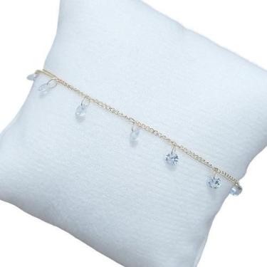 Imagem de Pulseira Com Pingentes Pedra Zirconia Banho Ouro 18K Garanti - De Cast