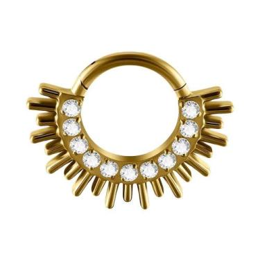 Imagem de Piercing De Titânio Sólido Com Zircônia E Design De Folha, Argola Arti