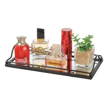 Imagem de Bandeja Espelhada Decoração Perfumes Cosméticos Lavabo Pia - PGB, Pret