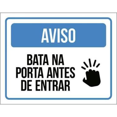 Imagem de Kit 10 Placas Aviso Bata Na Porta Antes De Entrar 27X35 - Sinalizo