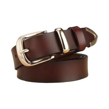 Imagem de Cinto Feminino De Couro Genuíno Casual Cor Pura De Alta Qualidade Para