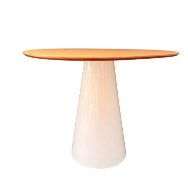 Imagem de Mesa De Jantar Cone Redonda Orgânica Sol 140x130cm Madeira E Laca