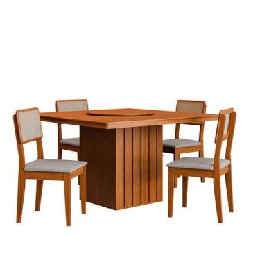 Imagem de Kit Mesa de Jantar Santiago 136 Prato Giratorio e 4 Cadeiras - Loja Do